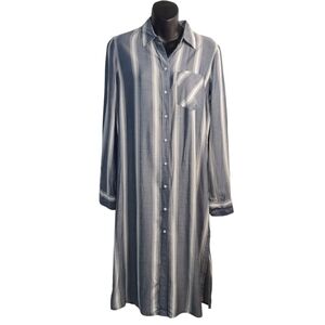 Express Women's Gray White Button Down Shirt Dress Size XS/TP NWT